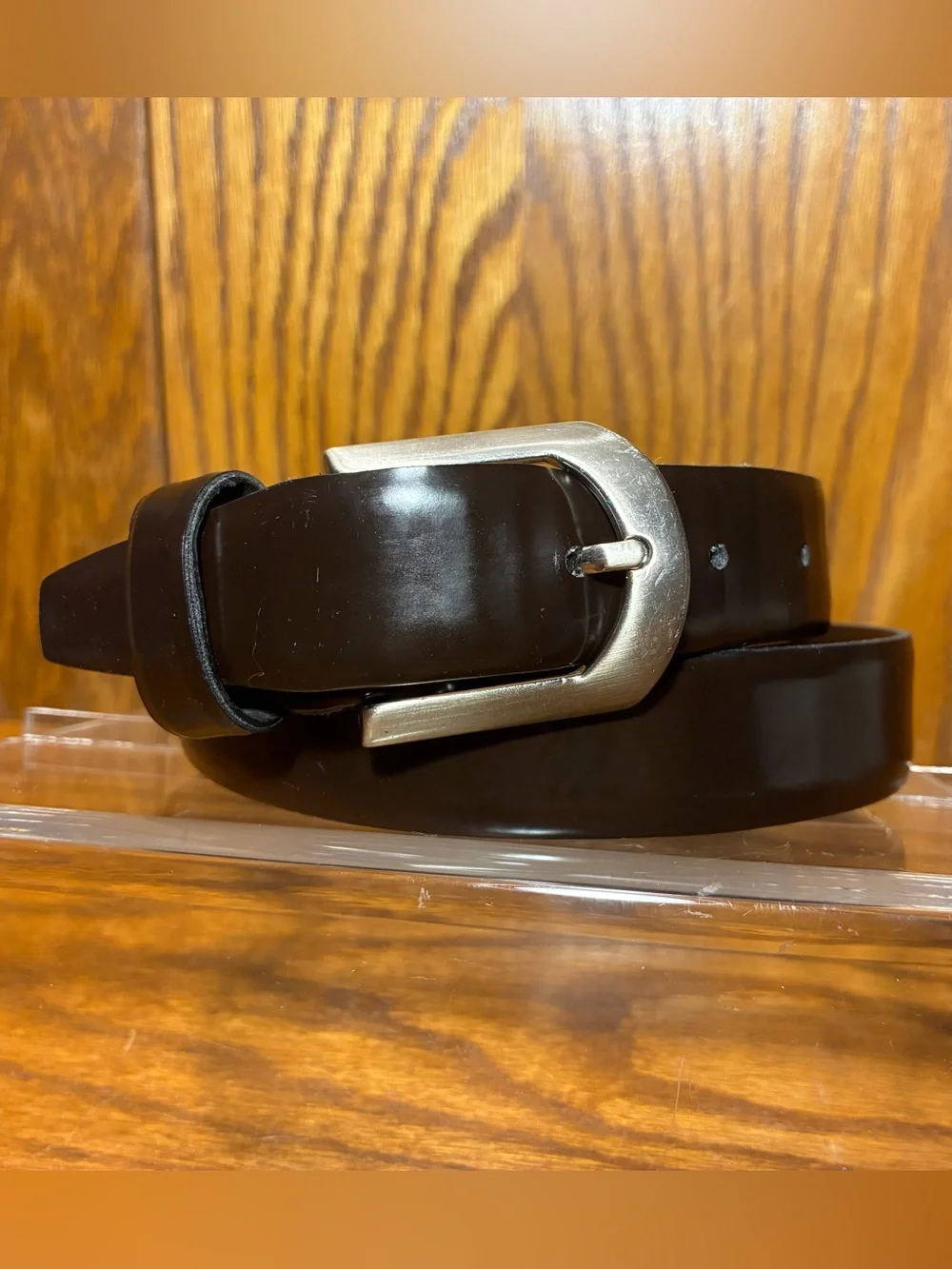 Y2K Kenneth Cole NY Argentina Handcrafted Brown Leather Silver Belt Men’s 34